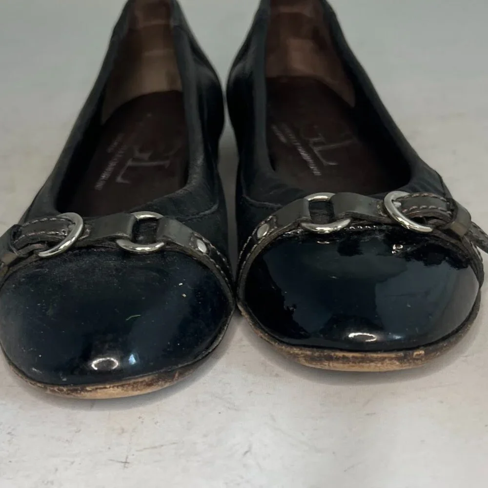 AGL Ballet Flats Cap Toe Black Leather Ballet Flats 35.5 - Picture 5 of 9